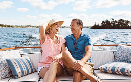 Elderly couple on yacht during vacation